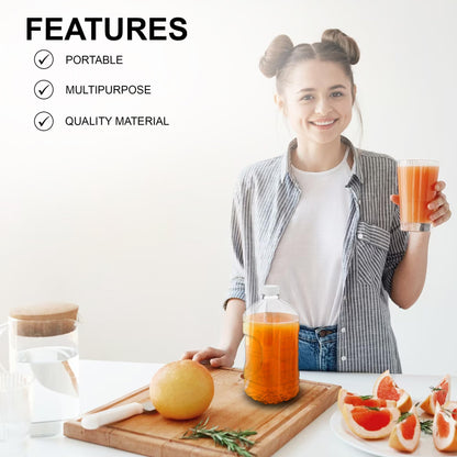 MT Products Clear PET Plastic Juice Bottles 64 oz. - Empty Container with Tamper Evident Caps (Set of 4) - Made in the USA