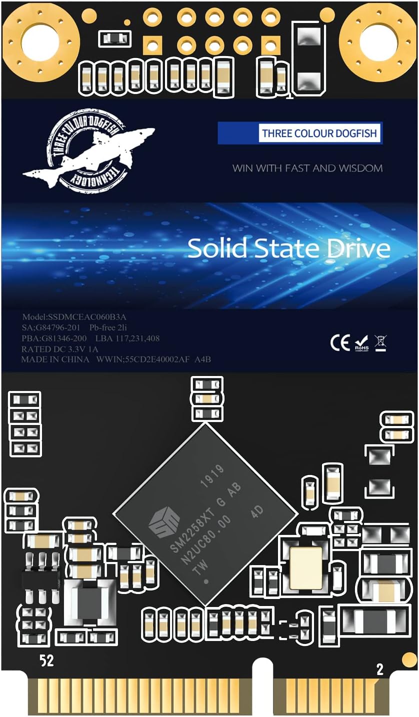 SSD mSATA 60GB Dogfish Internal Solid State Drive High Performance Hard Drive for Desktop Laptop SATA III 6Gb/s mini sata ssd(60GB MSATA)