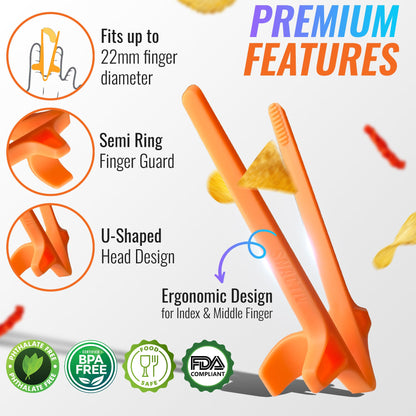 SNACTIV LITE Finger Chopsticks for Gamers 4PC NEON Bundle - As Seen on Shark Tank! The Official Snacking Tool of the Future - Enjoy Snacks and Chips with Ease - Innovative Gaming Snacking Solution