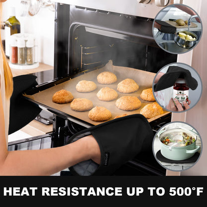 2-Pack Silicone Pot Holders for Kitchen Heat Resistant up to 500°F, Non-Slip Large Hot Pads with Pocket, Quilted Liner Trivets for Countertops Hot Pots and Pans (Gray)