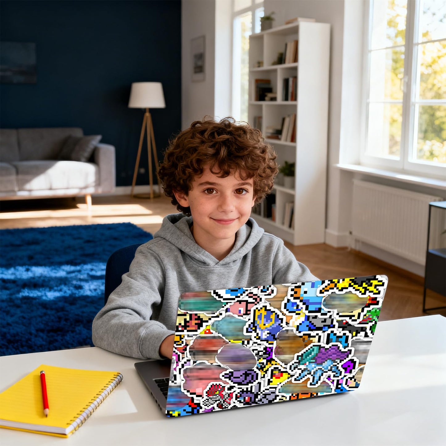 Pounchi Retro Pixel Anime-Sticker (50 Stück, groß) Ästhetische Cartoon-PVC-Sticker, Geschenke für Laptop, Wasserflasche, Skateboard, Partyzubehör, Dekorationen für Teenager