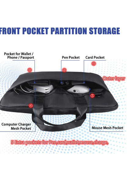 Hochwertige schwarze Laptoptasche (17,3–18,4 Zoll) mit Schultergurt, DVD-Player-Tasche, Malkartontasche, passend für Dell, HP, ASUS, MacBook Pro, 2-lagiges Design, robust, leicht