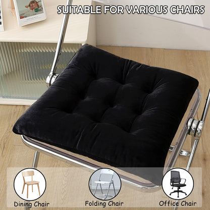 MissSoul 2er-Set Stuhlkissen für Esszimmerstühle mit Bändern, rutschfeste Stuhlkissen für Küche und Esszimmer, auch für Büro, Wohnzimmer und Außenbereich geeignet, 39,4 cm (15,5 Zoll) – Schwarz