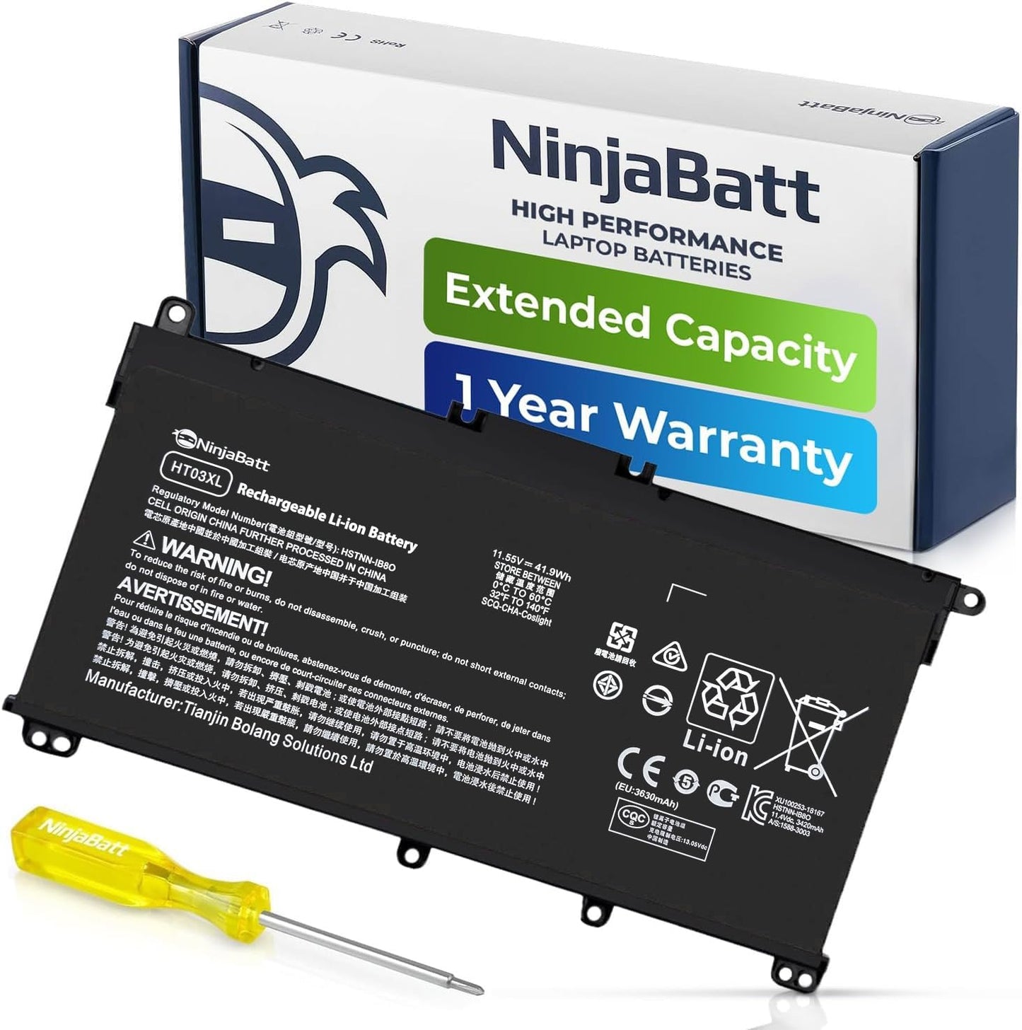 NinjaBatt HT03XL Akku für HP L11119-855 HW03XL Pavilion 15-DB Serie 14M-DH0003DX 14M-DH1003DX 15T-CS200 15-DY0013DX 15-DY1023DX 15-DY1751MS 15-CS3073CL
