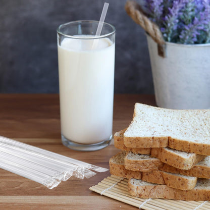 [Einzeln verpackt] 100 Stück Einweg-Trinkhalme aus Kunststoff – 21 cm x 0,6 cm, transparente Trinkhalme für heiße und kalte Getränke, Säfte, Kaffee und Cocktails