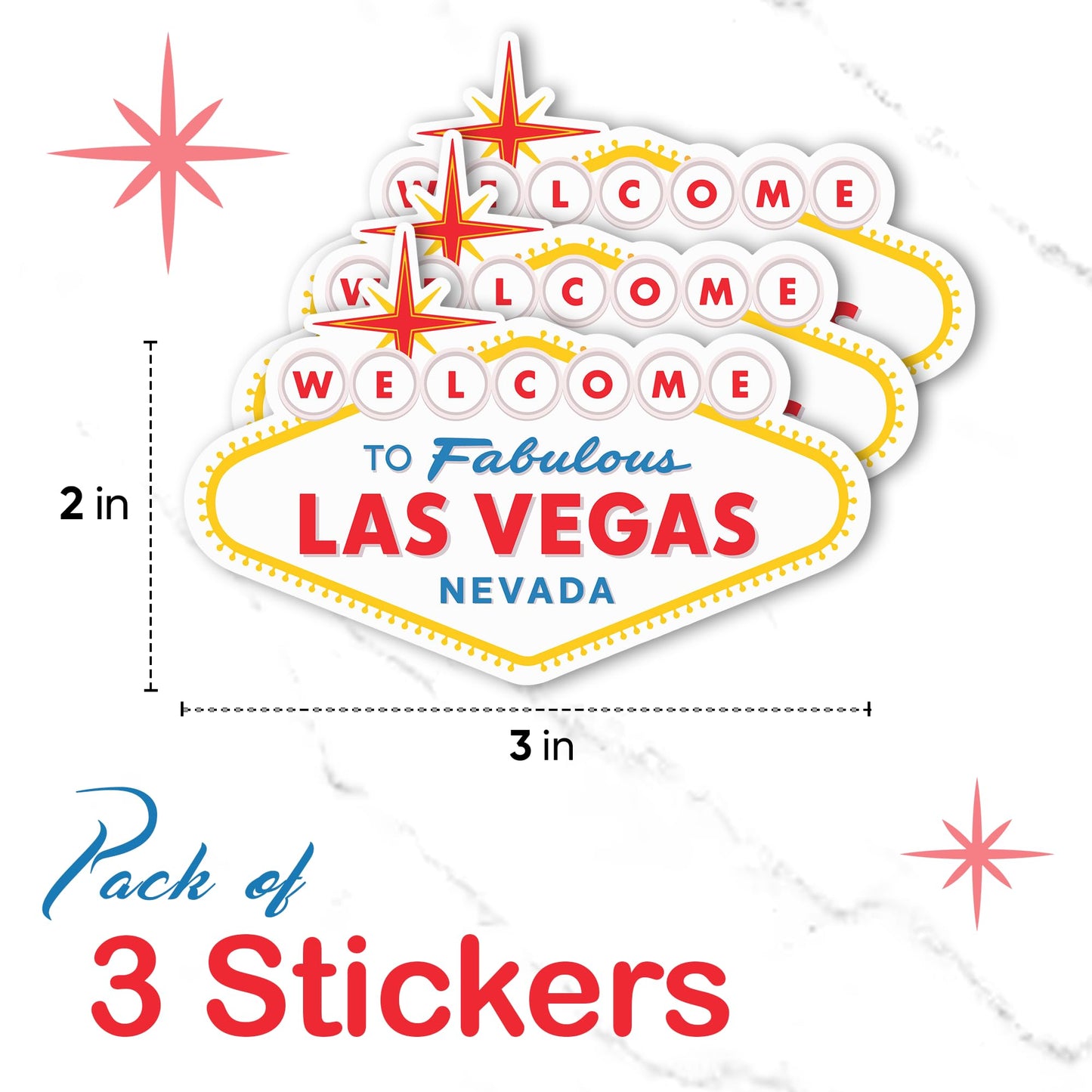 Sticky Expressions | (3 Pcs) Welcome to Fabulous Las Vegas Sticker - Size 3" by 2" - Strong Adhesive, Durable, Weatherproof Las Vegas Sticker. Perfect Vegas Stickers