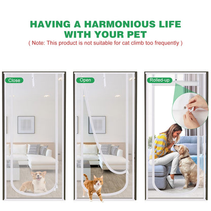 Verstärkte Katzenschutztür, 35,5 x 82 Zoll (ca. 90 x 208 cm), robuste, haustiersichere Tür mit beidseitigem Reißverschluss, verhindert, dass Hunde und Katzen aus dem Haus, Schlafzimmer, Wohnzimmer, Küche oder von der Terrasse entkommen. 