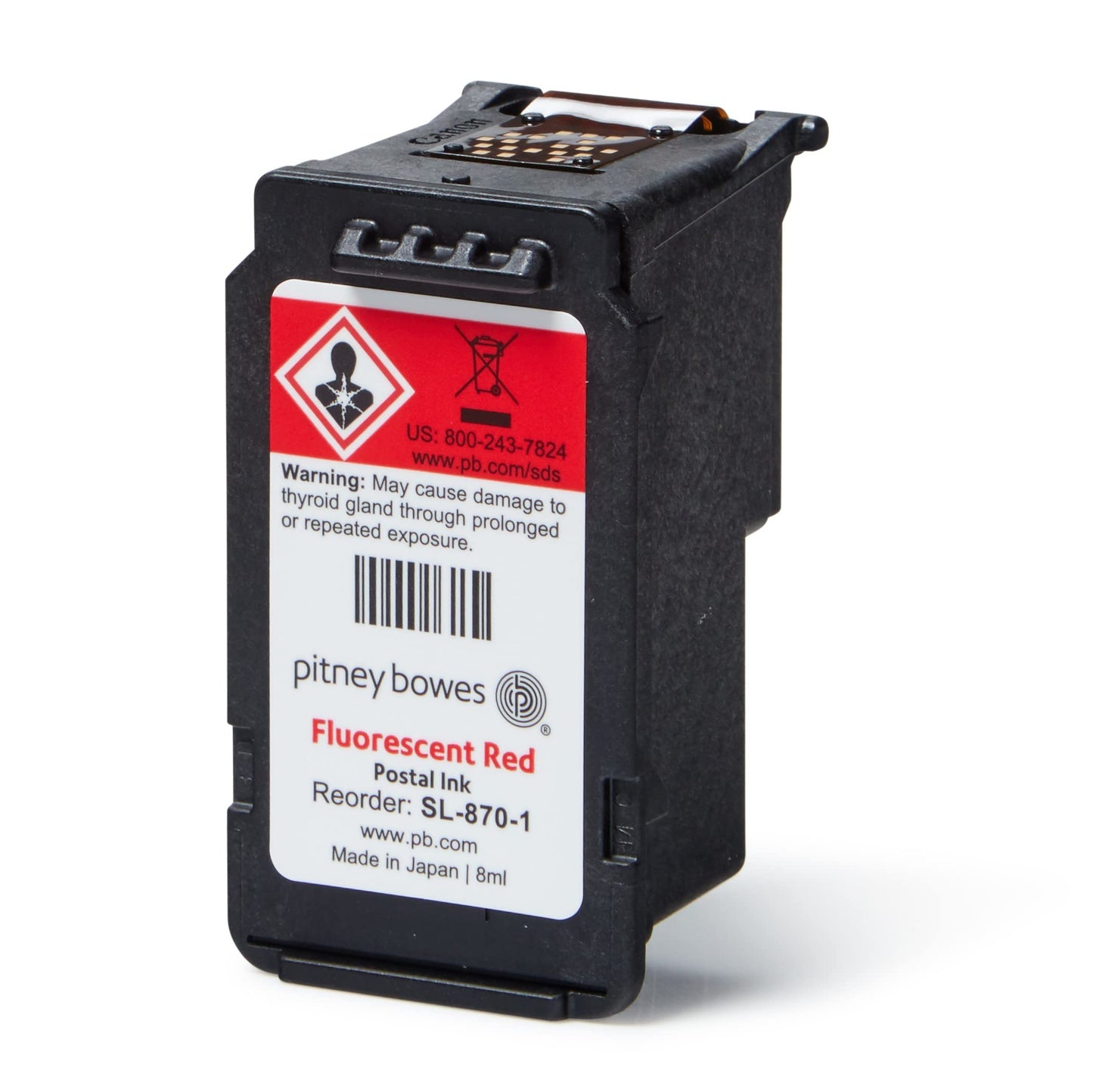 Pitney Bowes SL-870-1 Ink Cartridge for SendPro Mailstation, Red Ink, 8 ml