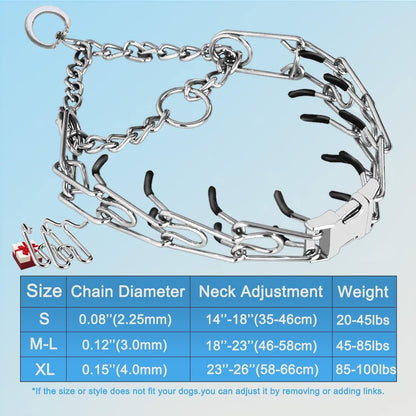 Stachelhalsband für Hunde, Hundeerziehungshalsband, verstellbares Stachelhalsband gegen Ziehen mit Schnellverschluss für kleine, mittlere und große Hunde (inkl. zwei Ersatzglieder)
