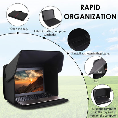 NAVASURE Laptop Sun Shade for Working Outside - Foldable Sun Glare Shield & Privacy Hood for Outdoor Workers, Travel, Camping - Fits 15-16 inch Laptops(Patent Pending)