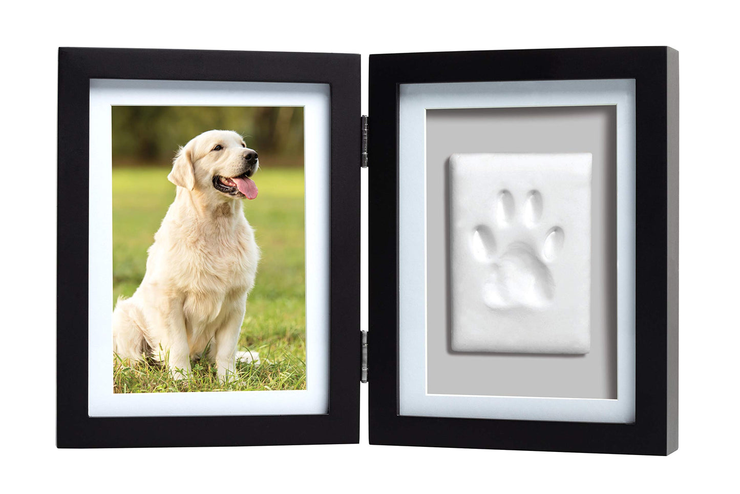 Pearhead Pet Paw Print Photo Frame With Clay Imprint Kit - Wooden Pet Paw Print Frame, DIY Memorial Keepsake for Cats and Dogs, No Mess Clay for Perfect Pawprints, Ideal Home Decor and Gift, Black