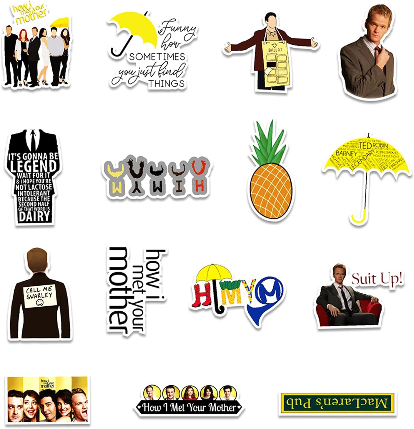 50 Pcs How I Met Your Mother Stickers - Water Bottle, US TV Waterproof Cute Aesthetic Vinyl Laptop Luggage Skateboard Computer Stickers for Teens Girls