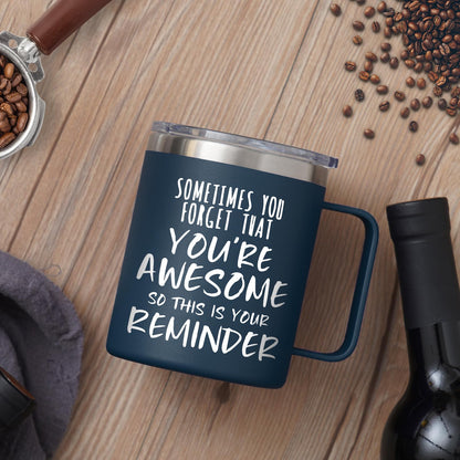 NOWWISH Inspirational Coffee Mug for Men, 14oz Vacuum Insulated Stainless Steel Cup, You Are Awesome Gift for Husband, Boyfriend, Dad - Navy Blue