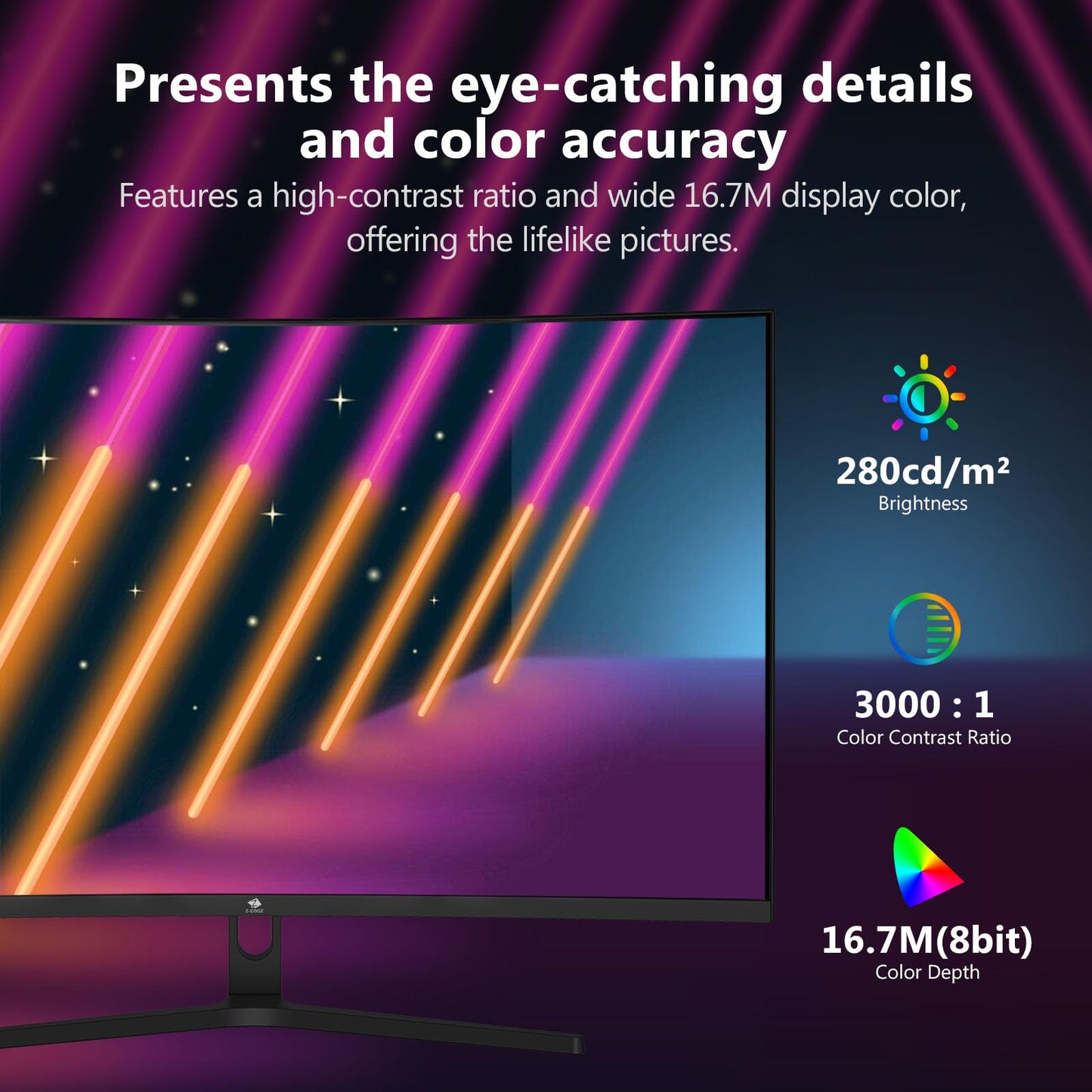 Z-Edge 32 inch Curved Gaming Monitor, FHD 1080P 240Hz Curved Monitor,1500R Computer Monitor, MPRT 1ms Monitor, UG32P 2X DP 1.4 Ports and 2X HDMI 2.0 Ports