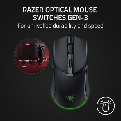 Razer Cobra Kabelgebundene Gaming-Maus: Leichtgewicht (58 g) – Optische Gen-3-Schalter – Chroma RGB-Beleuchtung mit Unterbodenbeleuchtung – Präziser optischer Sensor mit 8500 DPI – Mausfüße aus 100 % PTFE – Speedflex-Kabel – Schwarz