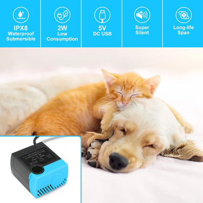 SanKlev SP-400LV Katzenbrunnenpumpe, USB-Ersatzpumpe für Haustierbrunnen, kompatibel mit Keramik-, Schmetterlings-, Strand- und mehrstufigen Haustierbrunnen (ohne Netzteil)