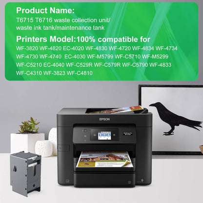 OFFICENTER T6715 T6716 Ink Maintenance Box for Workforce Pro WF-3820 WF-4820 EC-4020 WF-4830 WF-4720 WF-4834 WF-4734 WF-4730 WF-4740 ET-8700 EC-4030 WF-M5799 WF-C5710 WF-M5299 WF-C5290 Printer