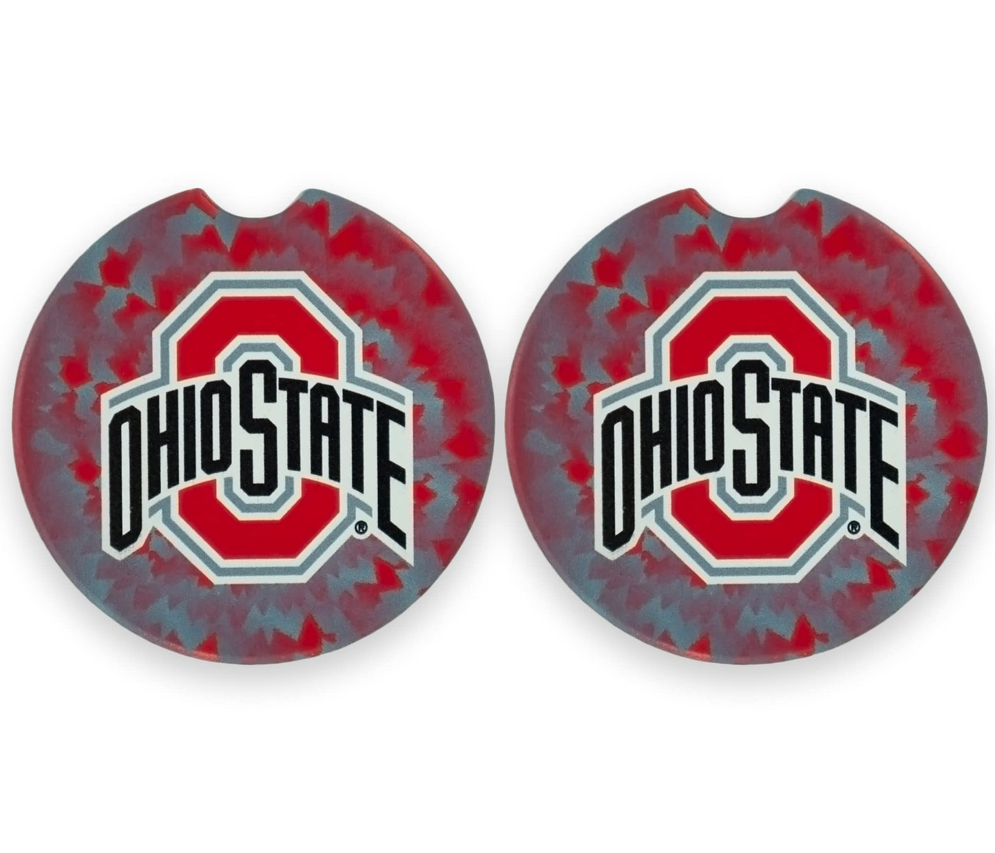 Ohio State Buckeyes University Set of 2 Car Coasters by Magnolia Lane- Removable Absorbent Ceramic Stone Coasters- Ideal Gift for Students, Alumni and Everyday Fan- Show Your Big 10 NCAA Team Spirit