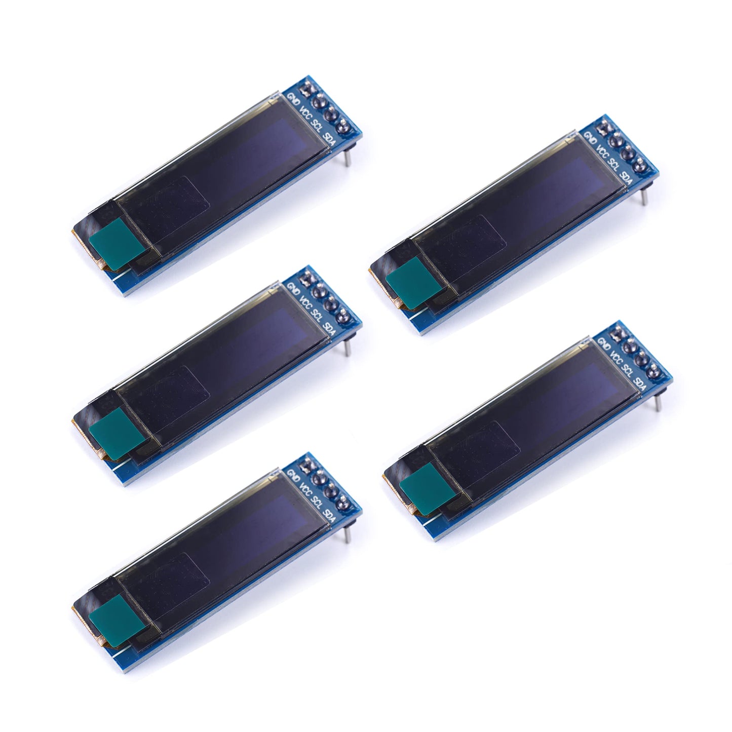 Teyleten Robot 0,91 Zoll OLED LCD-Displaymodul SSD1306 IIC 128x32 LCD OLED-Bildschirm 3,3V~5V 4PIN für Arduino Weiß 5 Stück