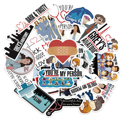 Stickers for The TV Show Greys Anatomy Funny Pack of 50 Stickers for Water Bottles,Hydroflasks,Cars,Phone,Computer,Laptop Sticker Decal Cute,Waterproof,Aesthetic,Trendy Stickers for Teens,Girls