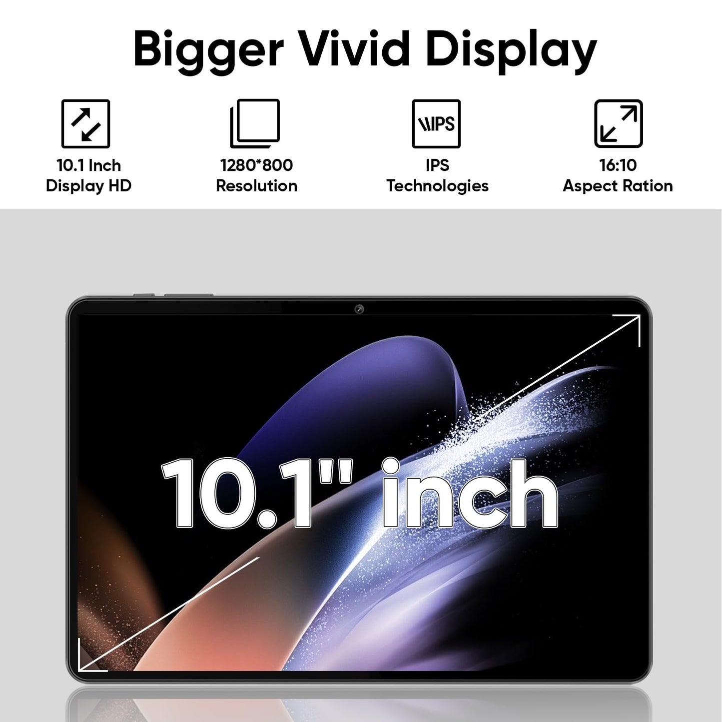 Tablet 10 Zoll Android 15, 3 GB RAM, 64 GB ROM (erweiterbar auf 1 TB), Quad-Core-Prozessor, 1280 x 800 LCD-Touchscreen, WiFi 5, Dual-Kamera, Bluetooth 5.0, 6000 mAh Akku (Schwarz)