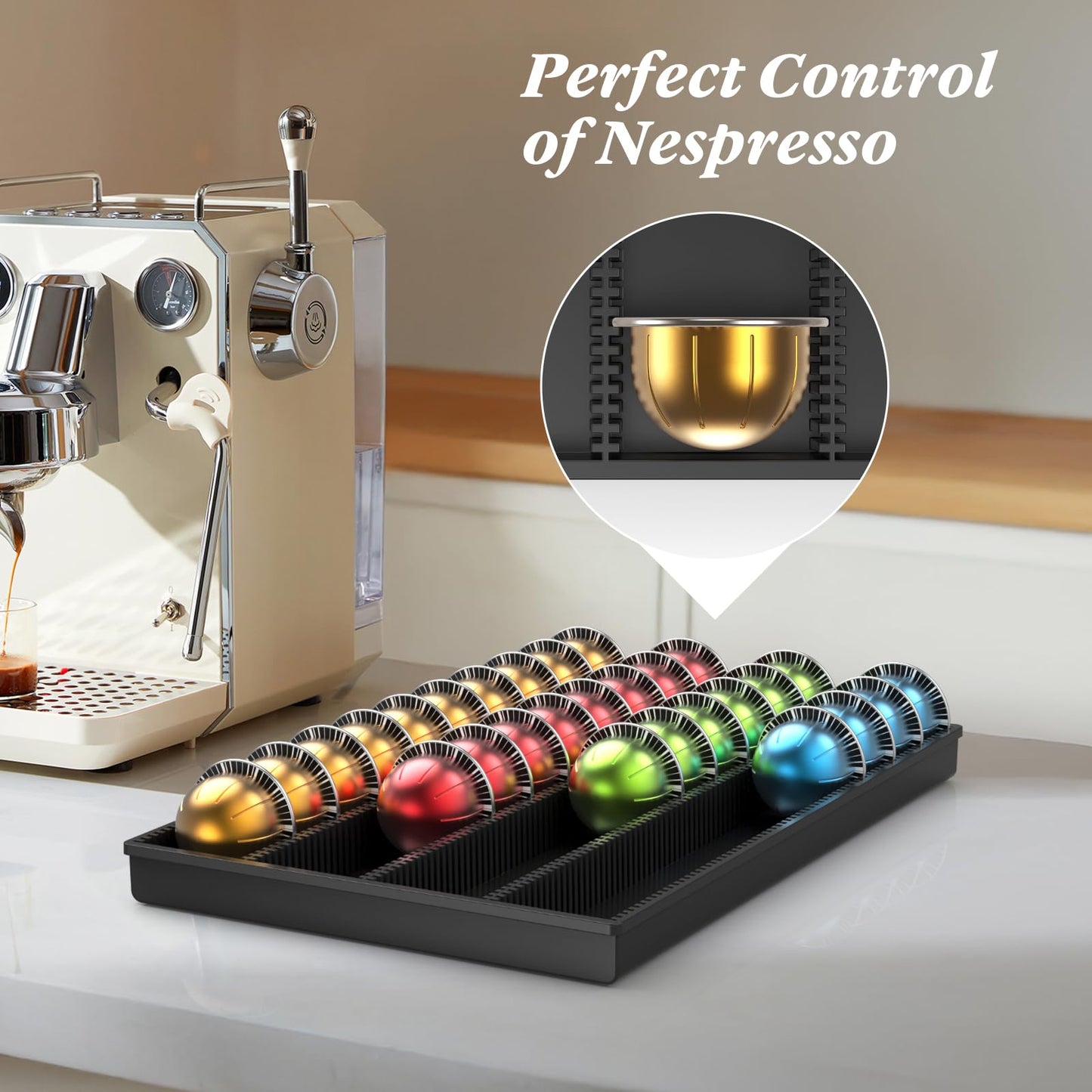 SZWQILIN Coffee Pod Storage Holder Drawer Insert for Counter Compatible Nespresso Vertuo Vertuoline Capsules for Home, Office, Coffee Station（black）