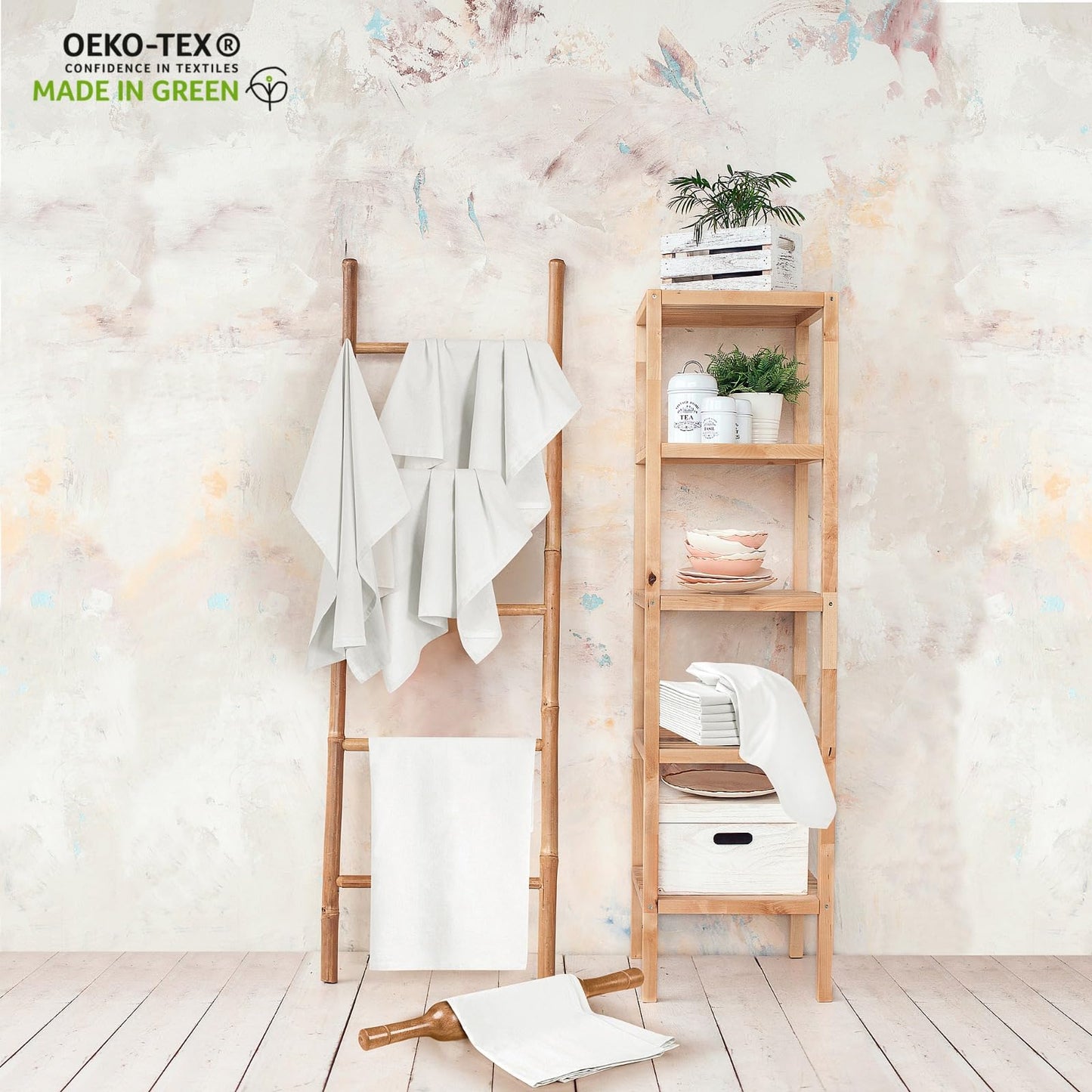 ROYALE LINENS Flour Sack Towels – 12 Pack 28x28 Inch White Kitchen Dish Towels – 100% Cotton Tea Towels for Bread Proofing, Cheese Straining, Baking, Cleaning, Drying, Embroidery, Multipurpose Use