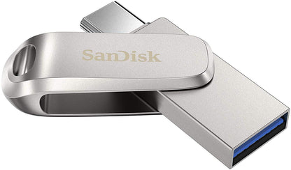 SanDisk 1TB Flash Drive (Bulk 2 Pack) Ultra Dual Drive Luxe USB Type-C for Smartphones, Tablets, and Computers - High Speed USB 3.1 (SDDDC4-1T00-G46) Bundle with (1) Everything But Stromboli Lanyard