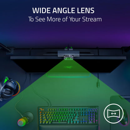 Razer Kiyo V2 X Streaming-Webcam: 1440p 60 FPS – Autofokus – Integriertes Mikrofon – Weitwinkelobjektiv – Integrierter Sichtschutz – Kompatibel mit OBS, XSplit, Streamlabs, Discord, Zoom und Teams – Schwarz