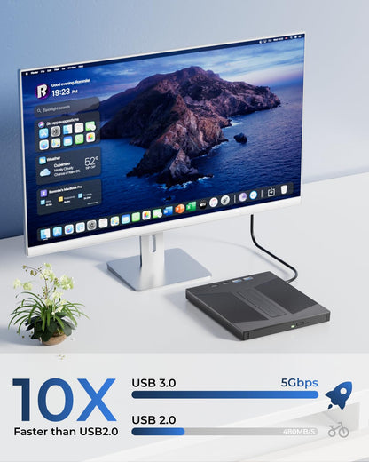 Taopjwr 100GB BDXL 7-in-1 Externes Blu-ray-Laufwerk, USB 3.0 &amp; Typ-C High-Speed ​​Blu-ray-Brenner &amp; SD/TF-Kartenleser, kompatibel mit PC, Mac, Linux, Laptop und Desktop