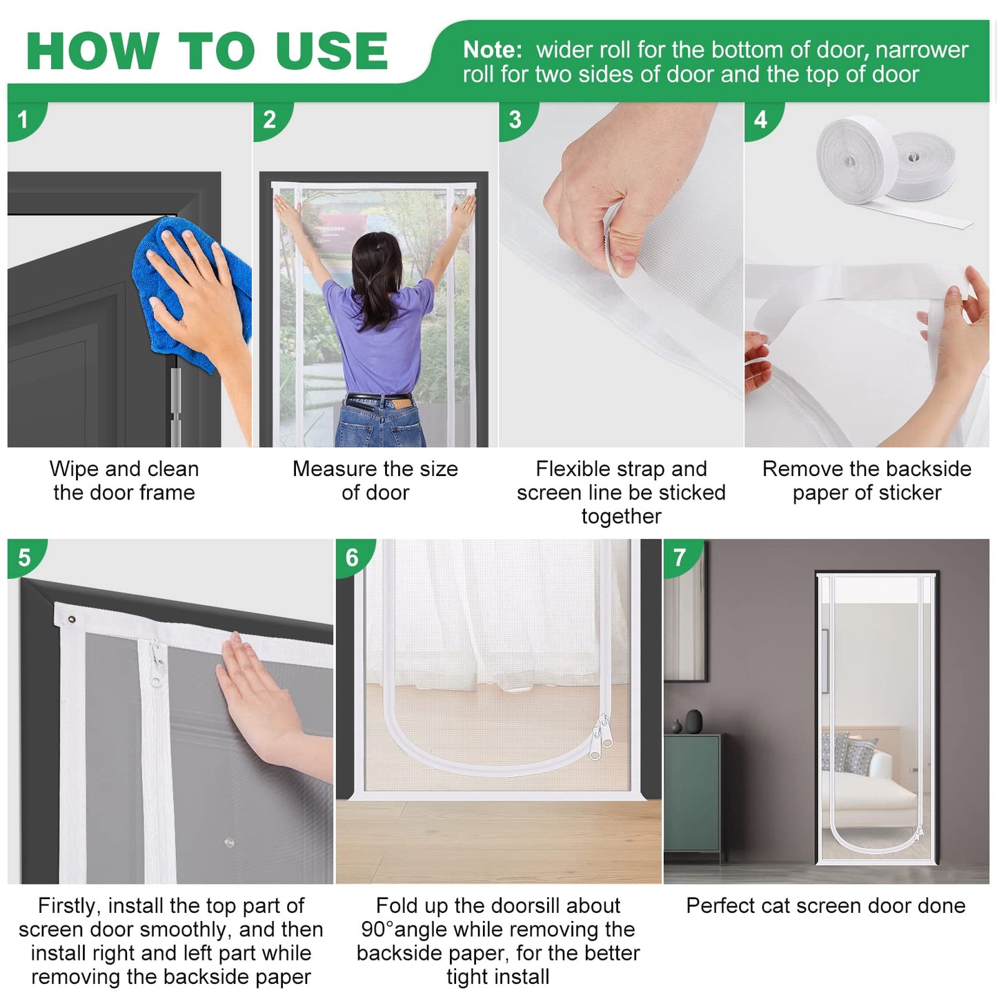 Verstärkte Katzenschutztür, 35,5 x 82 Zoll (ca. 90 x 208 cm), robuste, haustiersichere Tür mit beidseitigem Reißverschluss, verhindert, dass Hunde und Katzen aus dem Haus, Schlafzimmer, Wohnzimmer, Küche oder von der Terrasse entkommen. 