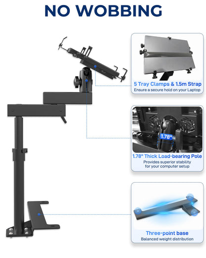 SPIRRELAB Truck Laptop Mount Fit for 19-25 Chevy Silverado, Tahoe, GMC Sierra, No-Drilling Vehicle Laptop Mount Built-in Cooling Fan Adjustable Truck Computer Stand