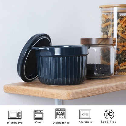 ONTUBE Ceramic Bacon Grease Container Keeper with Strainer, Frying Oil Storage Can, Turquoise