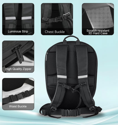 Crelander LED Knight Rucksack, 19-Zoll-Motorradrucksack mit App-Steuerung, programmierbarem Vollfarbdisplay, wasserdicht, großes Fassungsvermögen, Hartschalen-Helmtasche, DIY-Pixel-Art-Animations-Laptop-Tagesrucksack 