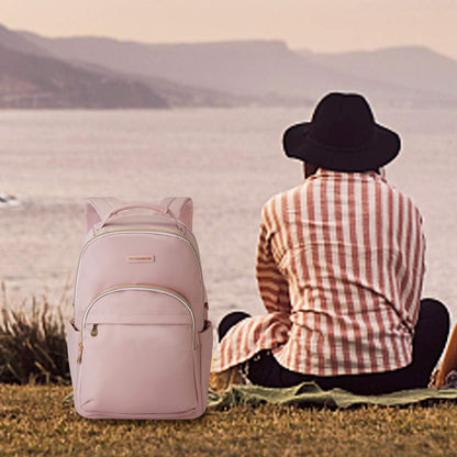 LIGHT FLIGHT Laptop Backpack for Women, Travel BookBag for 17.3 Inch Computer, Backpack for Work Travel College, Large Pink