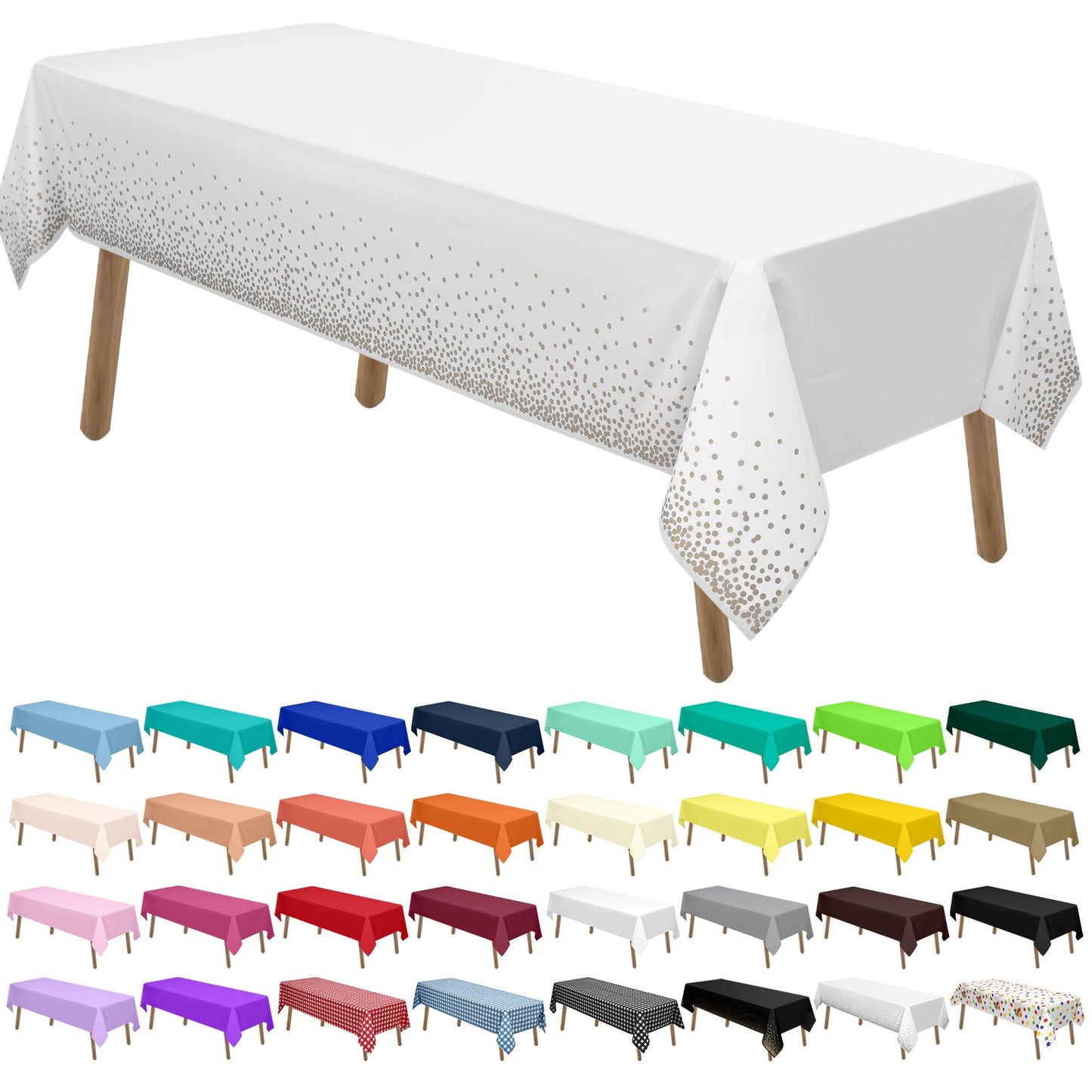 PARTY ULYJA Orangefarbene Plastiktischdecken, 2er-Pack, Einweg-Tischdecken, 54 x 108 Zoll, PEVA, Herbstfarben, für Grillpartys, Picknicks, Geburtstage, Hochzeiten, rechteckige Tische (8 Fuß). 