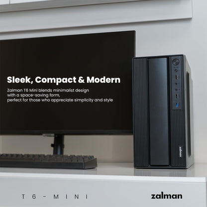 Zalman T6 MINI Compact M-ATX PC Case, Micro-ATX Mini-ITX SFF SFX HTPC Small Form Factor Computer Chassis, USB 3.0, 1 x 80mm Preinstalled Fan, Space Saving Mini Tower Office PC Workstation