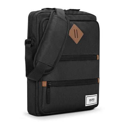 Solo New York Tablet Sling Bag for Women & Men - Crossbody Bag for Travel, Walking, & Hiking, Adjustable Shoulder Strap, Front Zippered Pockets, Fits 13" Tablets & 14" Laptops - Hydro, Black