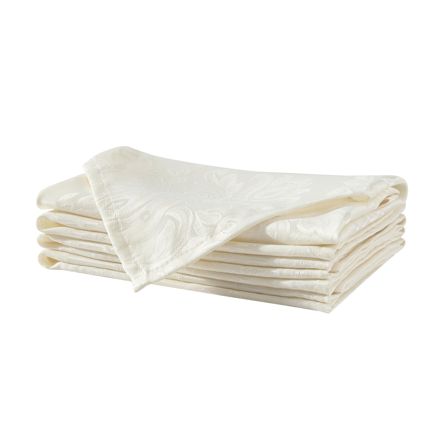 Newbridge Barcelona Luxus-Damast-Servietten, 4er-Set quadratische Servietten, Antikweiß, 100 % Polyester, bügelfrei, schmutzabweisend, für Esszimmer, Partys und Bankette