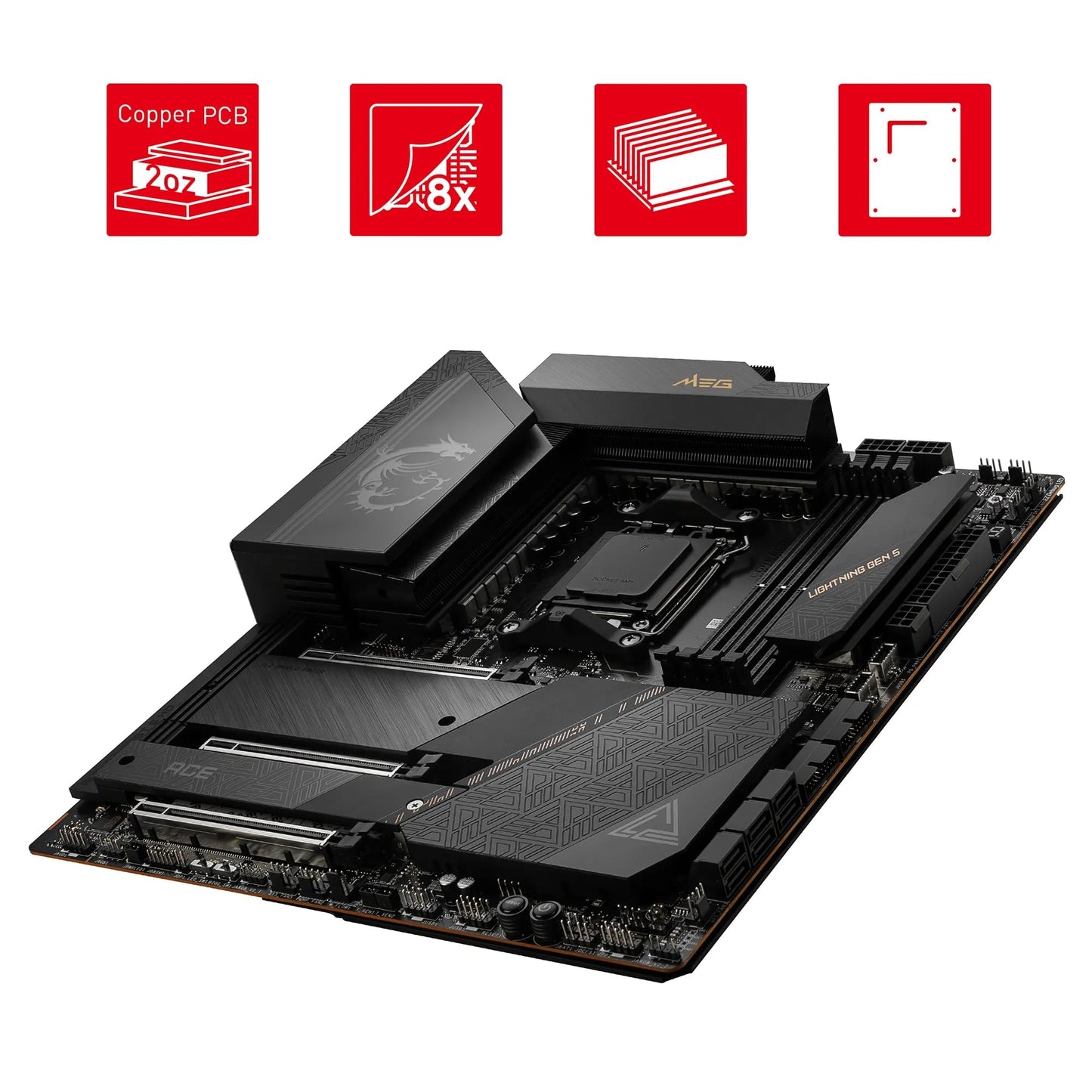 MSI MEG X670E ACE Gaming Motherboard (AMD Ryzen 9000/8000/7000 Series Processors, AM5, DDR5, PCIe 5.0, SATA 6Gb/s, M.2, USB 3.2 Gen 2, Wi-Fi 6E, Bluetooth 5.3, HDMI/DP, EATX)