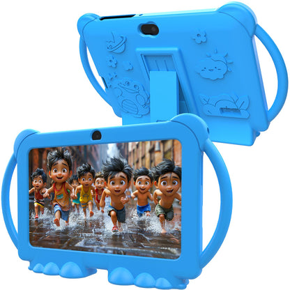 PEICHENG Kinder-Tablet 7 Zoll Android 12.0 für Kleinkinder, 4 GB RAM 32 GB ROM Bluetooth IPS-Bildschirm Kindersicherung Dual-Kamera Stoßfestes Gehäuse für Lernspiele, (Blau)