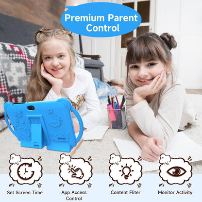PEICHENG Kinder-Tablet 7 Zoll Android 12.0 für Kleinkinder, 4 GB RAM 32 GB ROM Bluetooth IPS-Bildschirm Kindersicherung Dual-Kamera Stoßfestes Gehäuse für Lernspiele, (Blau)