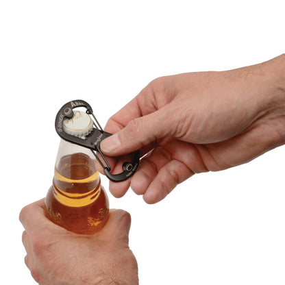 Nite Ize Ahhh... Edelstahl-Flaschenöffner - Schlüsselanhänger mit S-Biner-Funktion - Robuster Doppelflaschenöffner-Karabiner - Schlüsselanhänger-Zubehör - Schwarz, 4 Stück (4er-Pack)