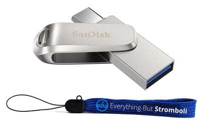 SanDisk Ultra Dual Drive Luxe USB Typ-C 1 TB Flash-Laufwerk für Smartphones, Tablets und Computer – High-Speed ​​USB 3.1 USB-Stick (SDDDC4-1T00-G46) im Bundle mit (1) Everything But Stromboli Lanyard