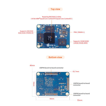 Orange Pi CM5 8GB RAM with 32GB EMMC LPDDR4 Rockchip RK3588S AI Accelerator 6TOPS, Compute Module 5 WiFi Bluetooth BLE Single Board Computer