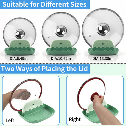 Spoon and Lid Rest - 2 Packs Spoon Rest with Lid Holder, Neat & Drip-Free Spoon Rest for Countertop Stove Top, Heat-Resistant Utensil Rest for Spoons, Pot Lids, Spatulas, Utensils, Forks (Green)