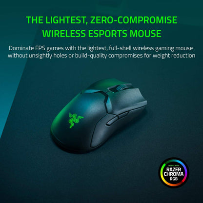 Razer Viper Ultimate – Leichtgewichtige kabellose Gaming-Maus &amp; RGB-Ladestation: Hyperspeed-Funktechnologie – Optischer Sensor mit 20.000 DPI – Nur 74 g leicht – 70 Stunden Akkulaufzeit – Quecksilberweiß 
