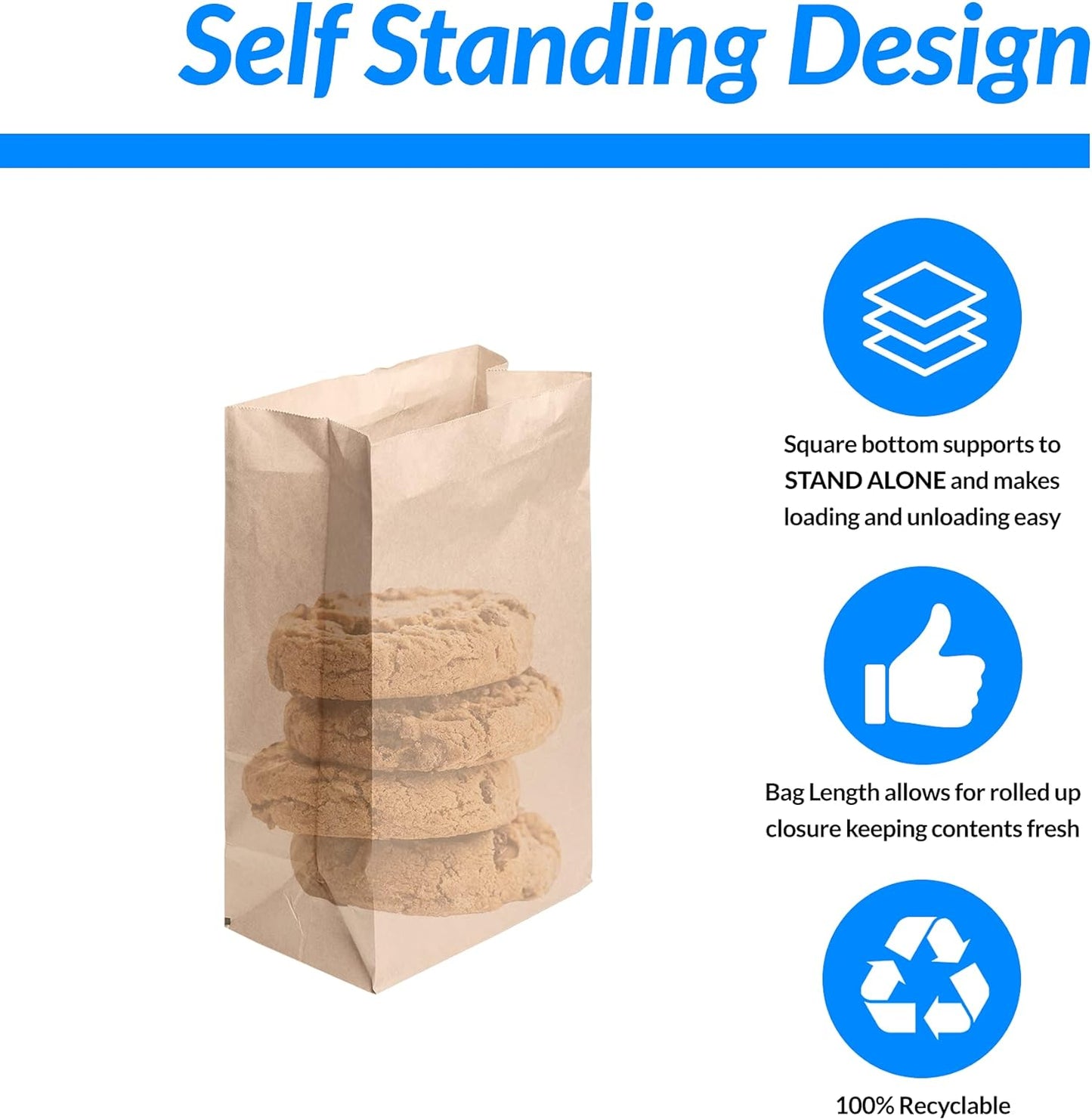 Reli. Braune Papiertüten | 500 Stück | Papiertüten für Lunchpakete, ideal für kleine Mahlzeiten und Bastelarbeiten | Perfekt für Sandwiches und Snacks 