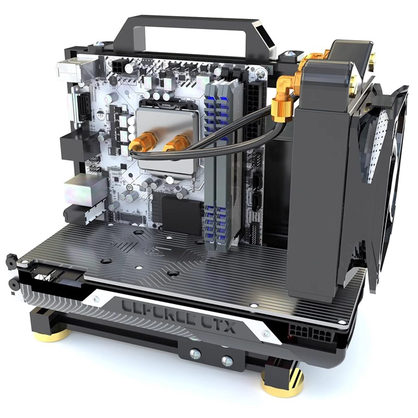 PC Test Bench Open Frame Computer Case, DIY Motherboard Case Rack Aluminum Chassis Support ITX/MATX/ATX(ATX) 120 240 360 Liquid Cooling Vertical Overclocking