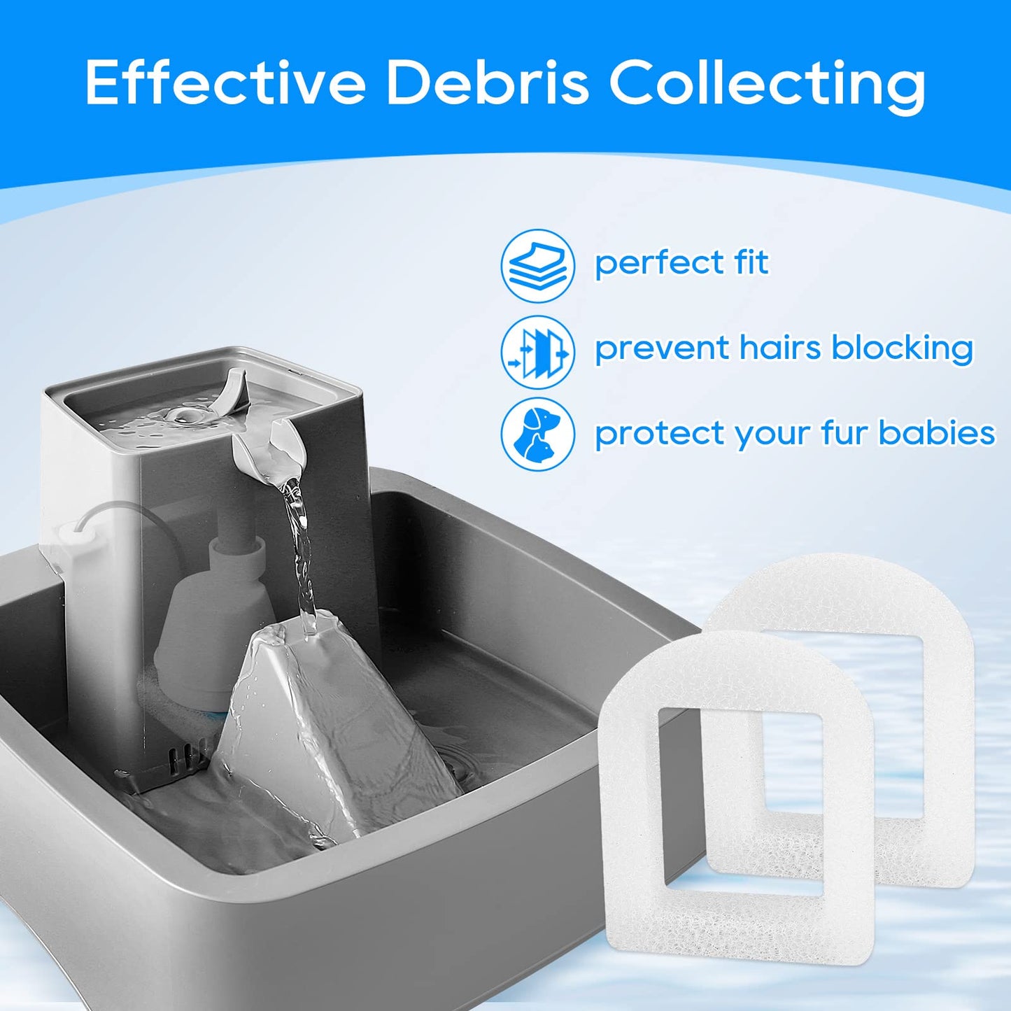 MyfatBOSS Cat Water Fountain Filter Replacement, Pet Fountain Replacement Foam Filters Compatible with Petsafe Drinkwell Pet Fountain Filters for Drinkwell Stainless Steel 360 Water Fountain 12PCS